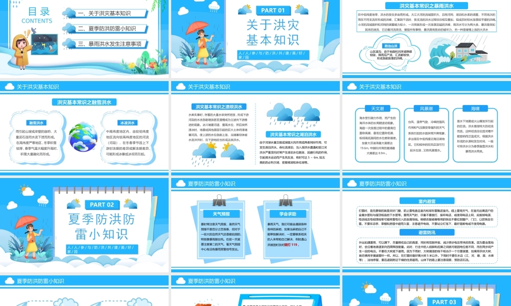 汛期自救常识PPT人人参与防洪共建美好家园PPT课件（带内容）.ppt