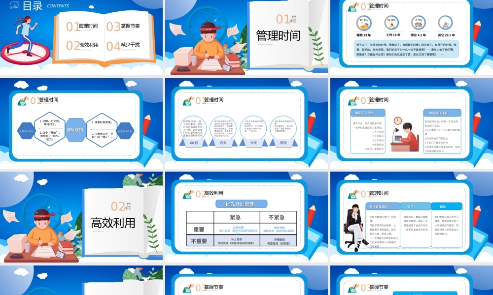 高中心理健康教育时间管理主题班会PPT时间管理提高效率PPT课件（带内容）.ppt