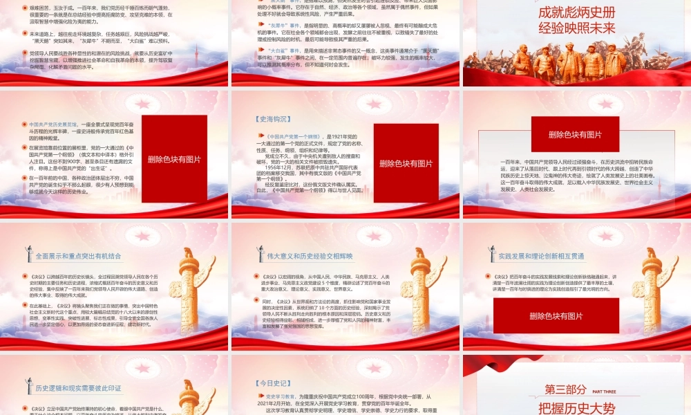 百年大党面对面第一章PPT为什么建党百年之际我们当做出第三个历史决议PPT课件（带内容）.ppt