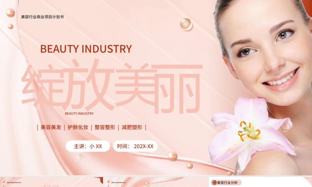 粉色商务风美容行业商业计划书PPT模板.pptx