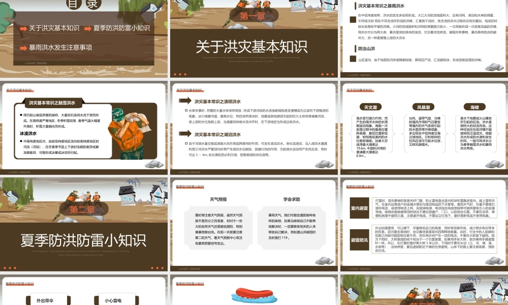 褐色简约汛期自救常识PPT模板宣传PPT动态PPT.pptx