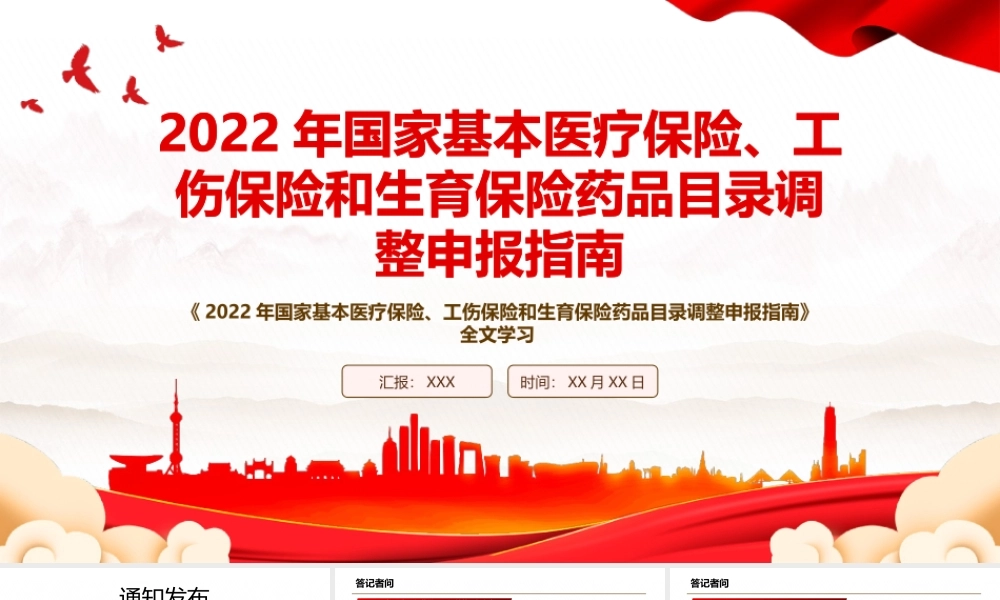 《2022年国家基本医疗保险、工伤保险和生育保险药品目录调整申报指南》全文学习PPT课件（带内容）.pptx