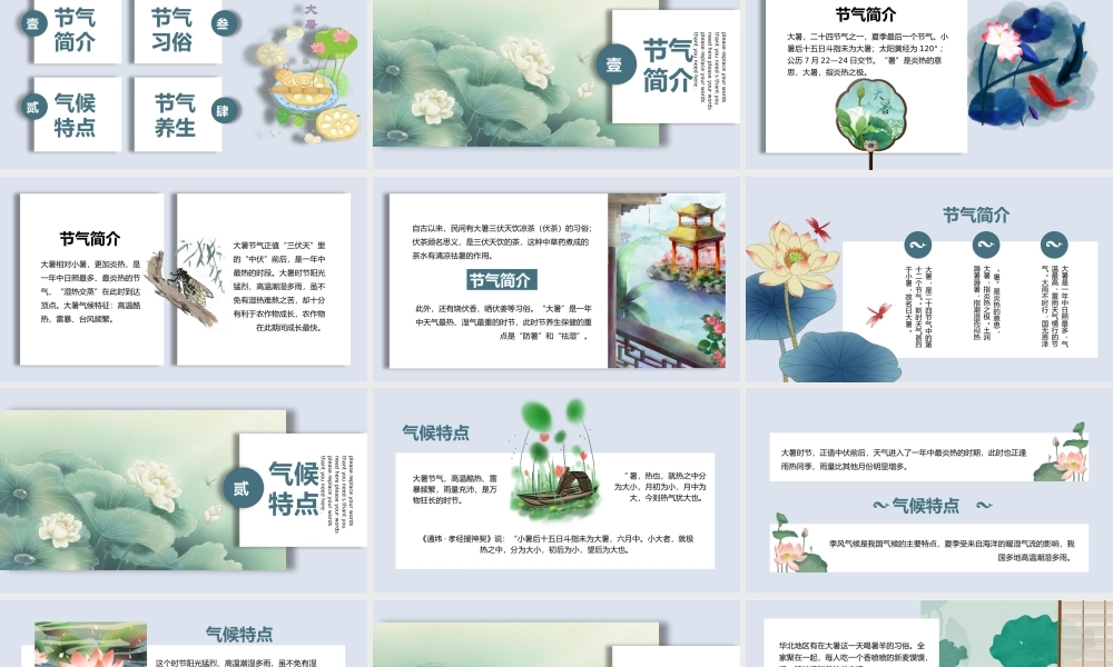 灰色中国风大暑节气宣传策划通用PPT模板.pptx