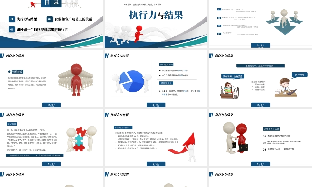 蓝色商务3d小人企业培训之以结果为导向的执行力企业培训PPT模板.pptx