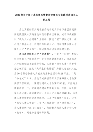 2022党员干部下基层察民情解民忧暖民心实践活动动员工作总结2篇.docx