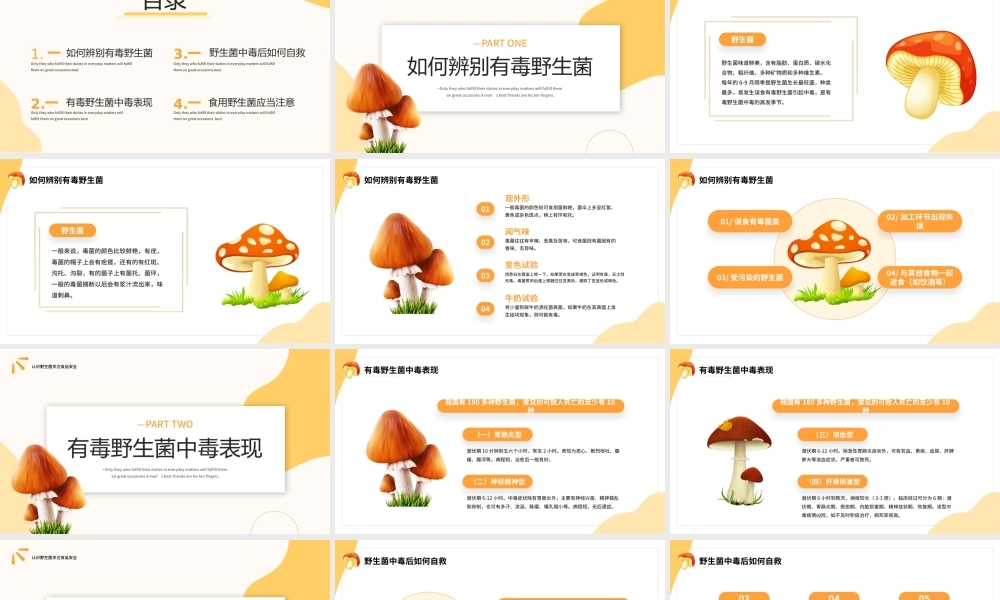 橙色简约风预防野生菌中毒宣传PPT模板.pptx