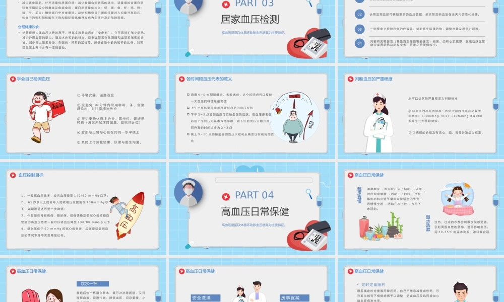 蓝色卡通风高血压知识保健宣传PPT模板.pptx
