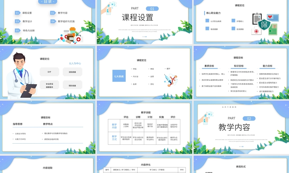 蓝色卡通护理学基础说课PPT模板.pptx