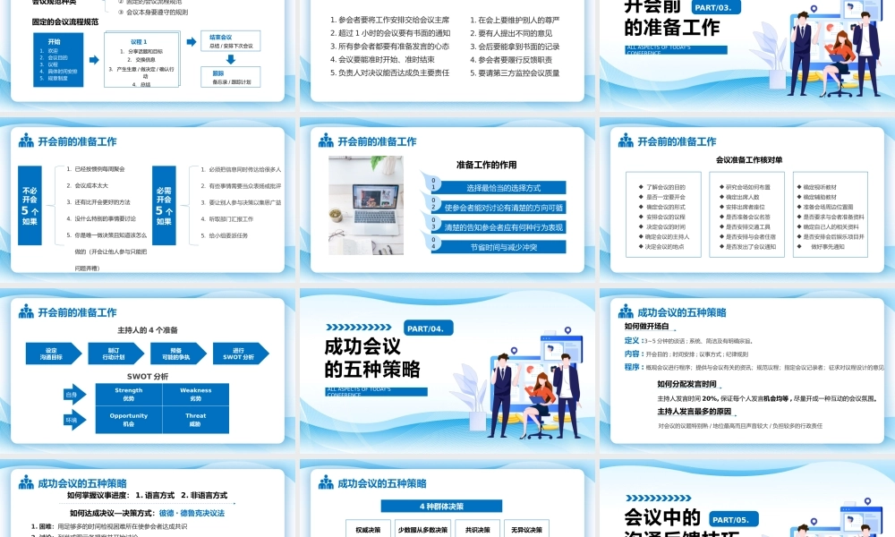 蓝色高效会议管理技巧PPT模板.pptx