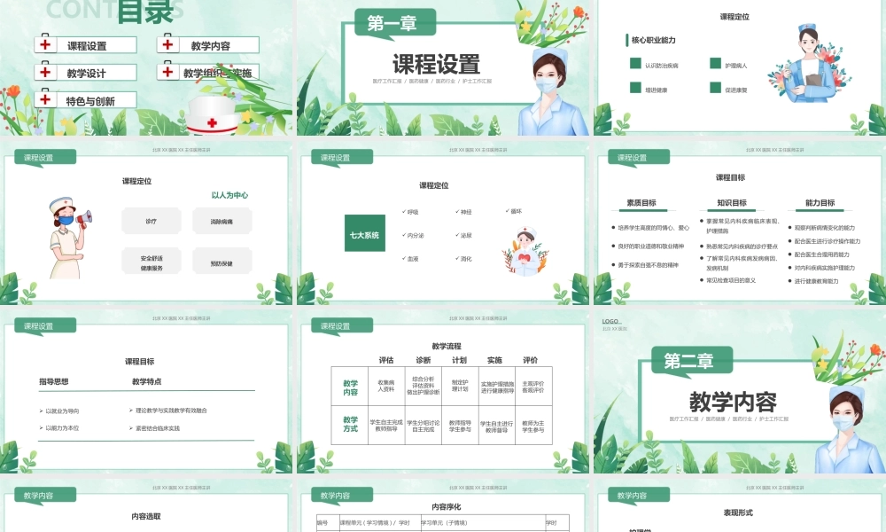 绿色卡通风护理学基础说课PPT模板.pptx