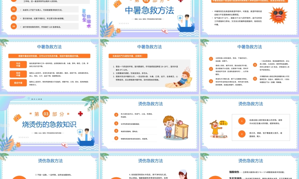 蓝色插画风家庭急救知识介绍PPT模板.pptx