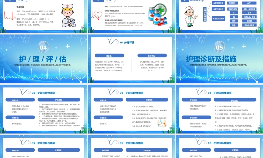 蓝色卡通风妊娠期高血压护理查房PPT模板.pptx