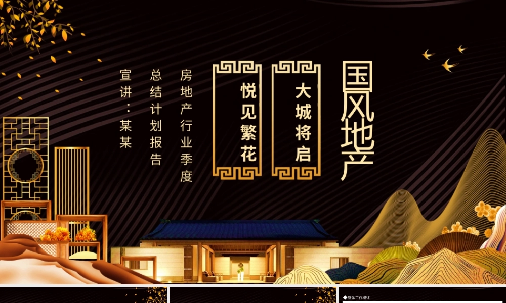 中国风房地产行业季度总结报告动态PPT.pptx