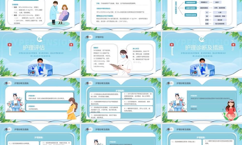 蓝色卡通风妊娠期高血压护理查房PPT模板.pptx