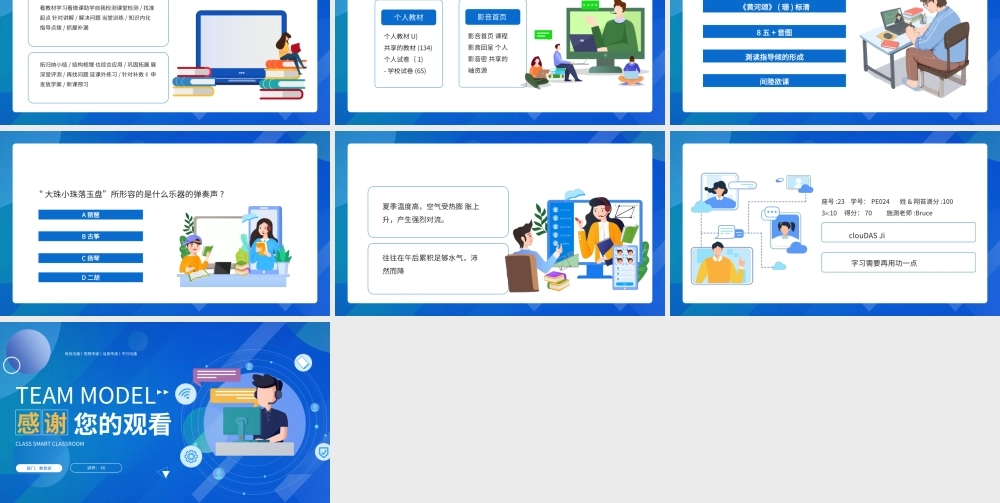 蓝色简约扁平TEAM MODEL班级智慧教室PPT模板.pptx