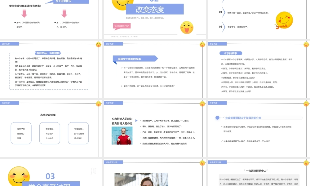 紫色简约风塑造阳光心态培训PPT模板.pptx