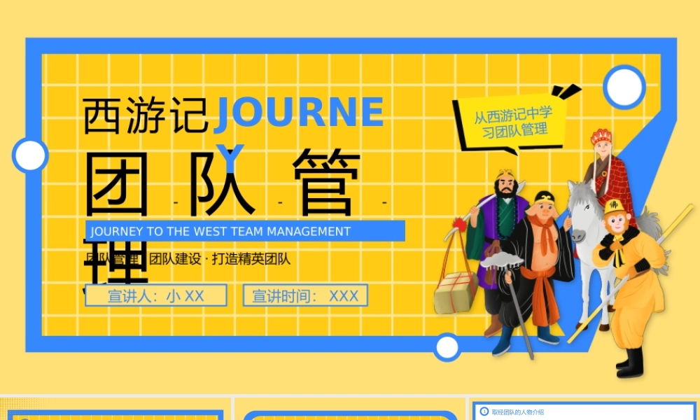 黄蓝色简约西游记团队管理PPT模板.pptx