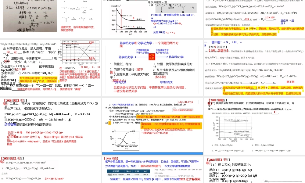 2022-2023年高考化学反应原理综合题复习突破策略讲座.pptx