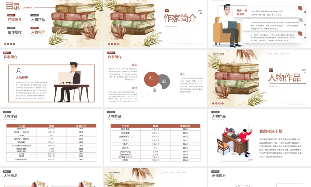 莫泊桑文学小说名人介绍人物PPT.pptx
