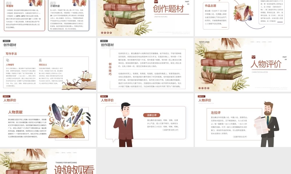 莫泊桑文学小说名人介绍人物PPT.pptx