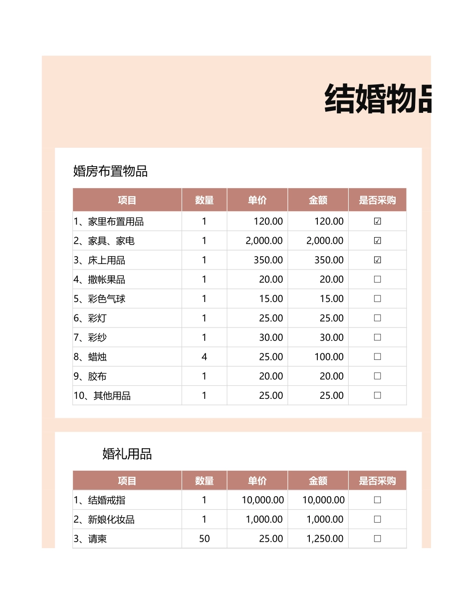 结婚物品清单表.xlsx_第1页