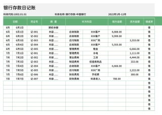 银行存款日记账Excel模板.xlsx