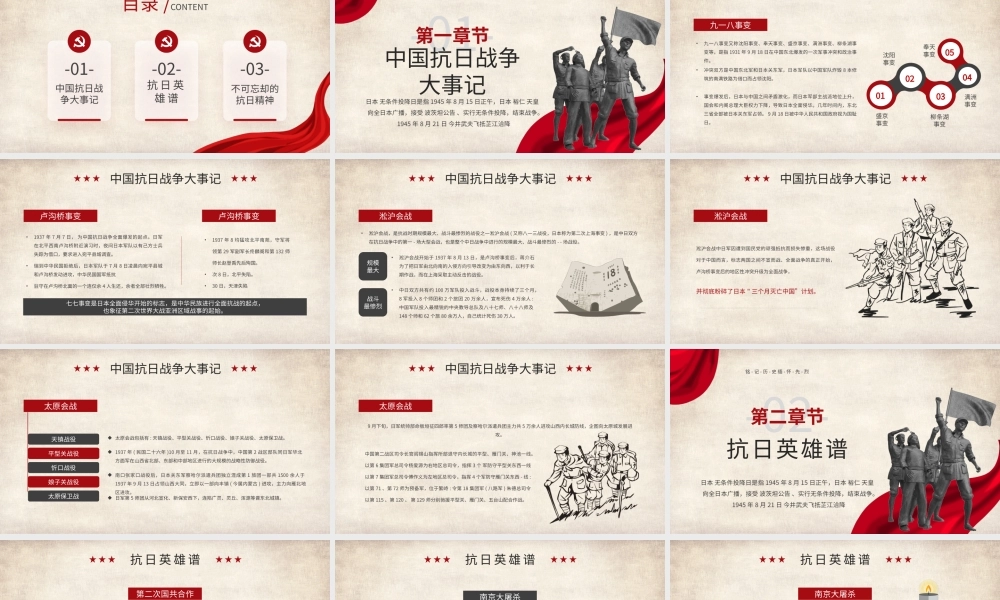 红色历史日本无条件投降抗战胜利PPT模板.pptx