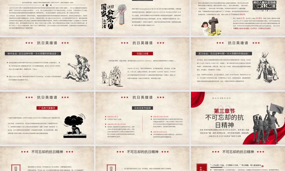 红色历史日本无条件投降抗战胜利PPT模板.pptx