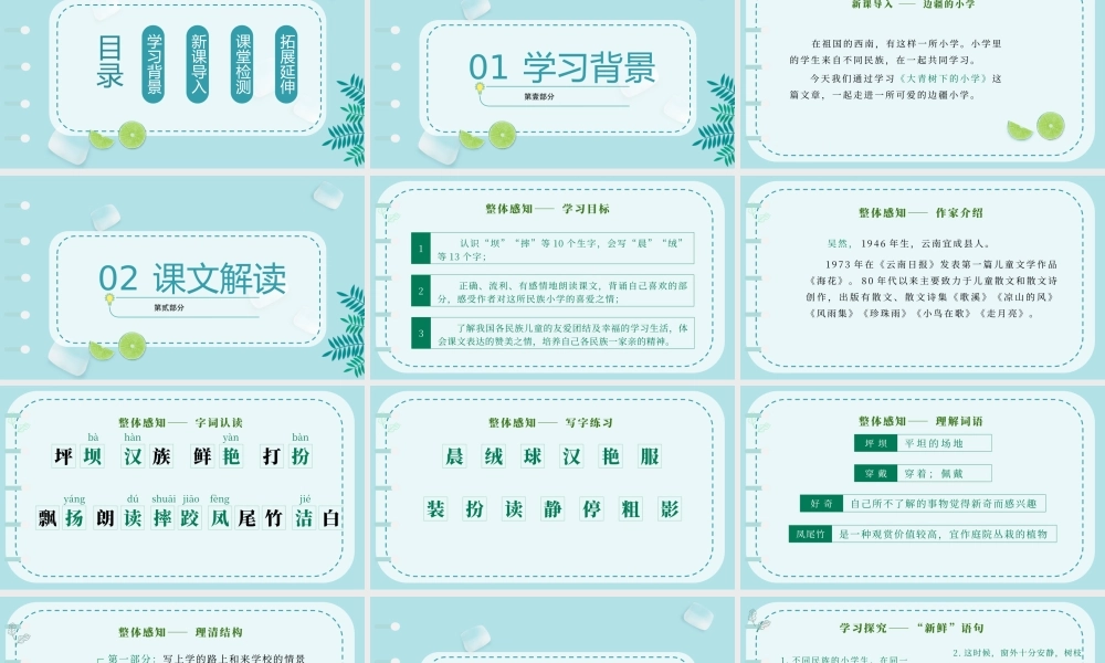 2022人教版小学三年级语文上册《大青树下的小学》PPT语文课件（带内容）.pptx