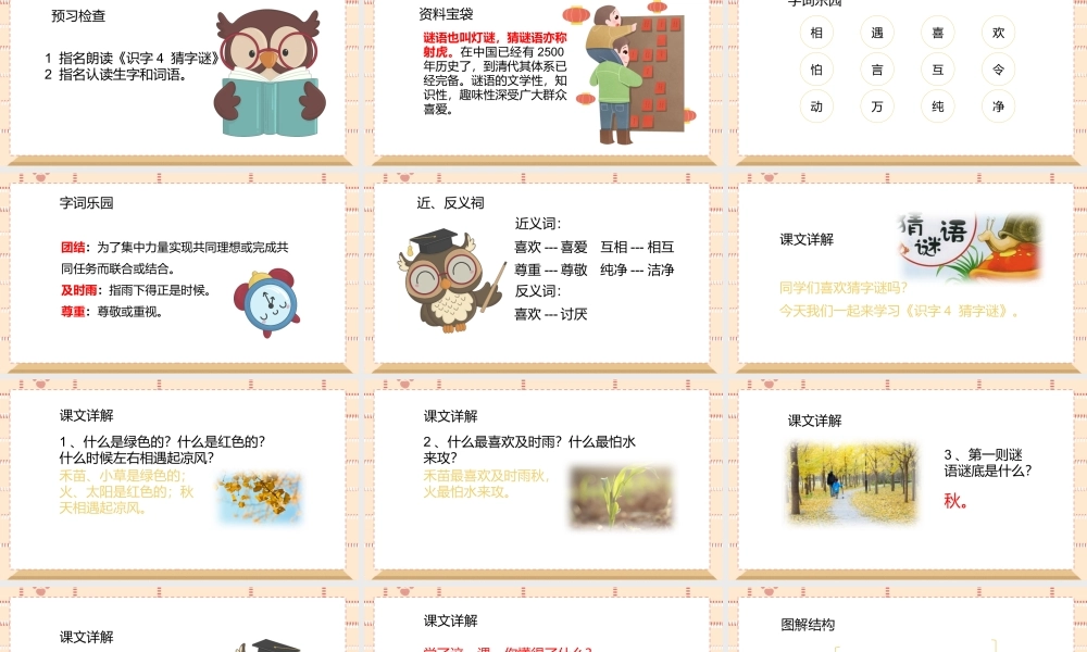 2022人教版小学一年级语文下册《猜字谜》PPT课件（带内容）.pptx