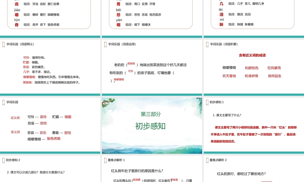 2022人教版小学三年级语文上册《在牛肚子里旅行》PPT课件（带内容）.pptx