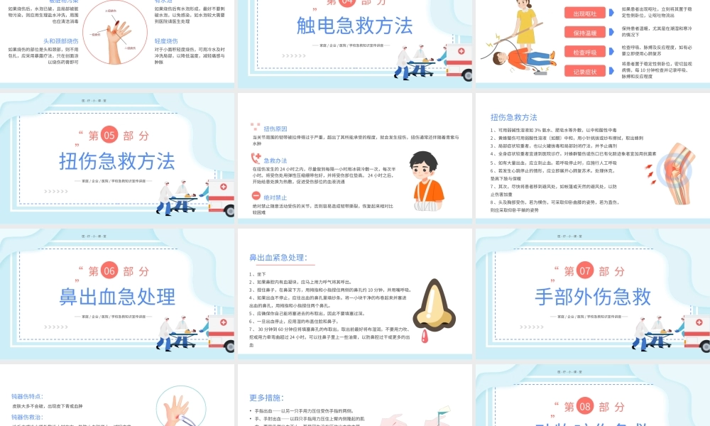 蓝色医疗家庭急救常识PPT模板.pptx