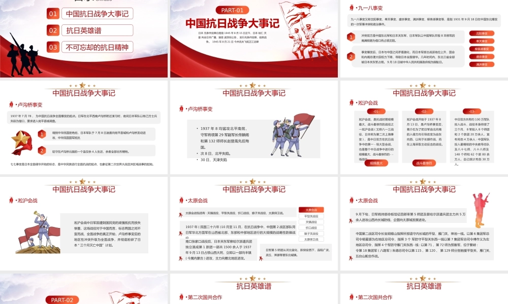 红色抗战日本无条件投降PPT模板.pptx