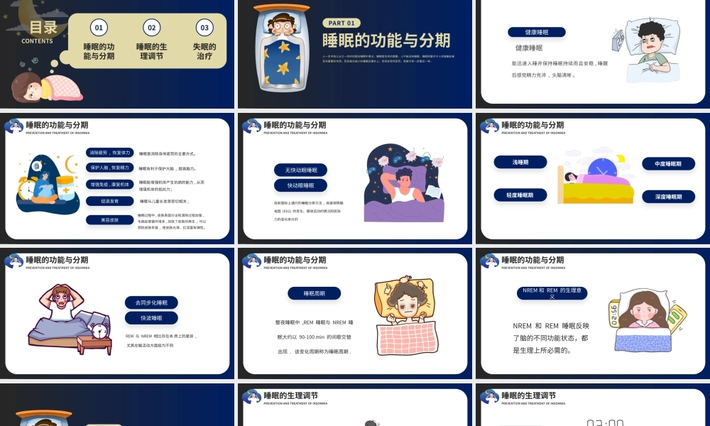 蓝色失眠的防治健康知识科普宣传PPT模板.pptx