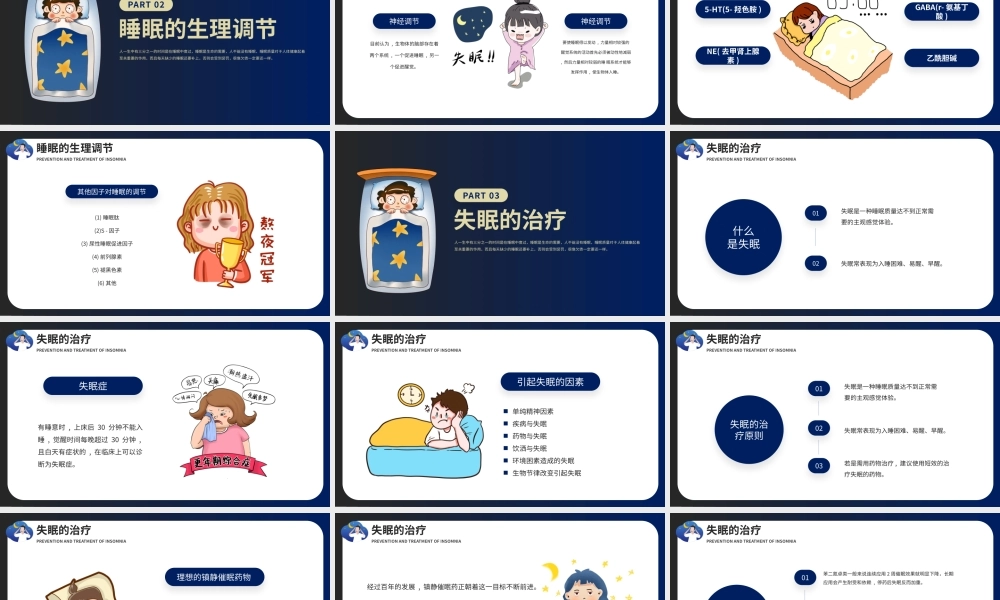 蓝色失眠的防治健康知识科普宣传PPT模板.pptx