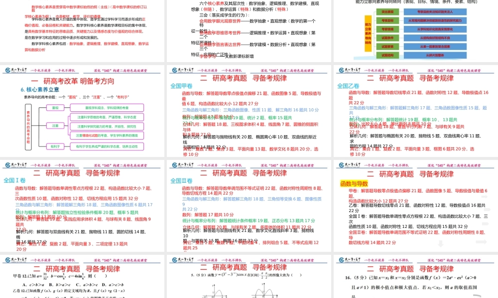 核心素养导向下2023年高考数学一轮备考复习策略讲座.pptx