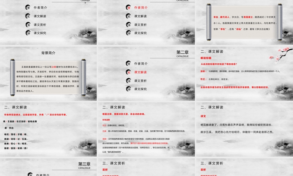 七年级语文上册第一单元闻王昌龄左迁龙标遥有此寄教学课件.pptx