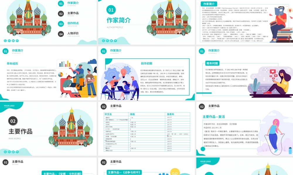 托尔斯泰文学作家名人人物介绍PPT.pptx
