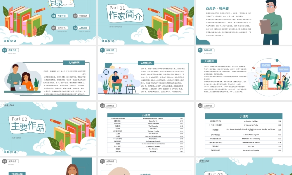 西奥多德莱塞文学作家名人介绍人物PPT.pptx