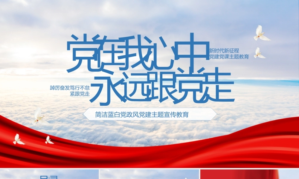 简洁蓝白党政风党建主题宣传教育.pptx