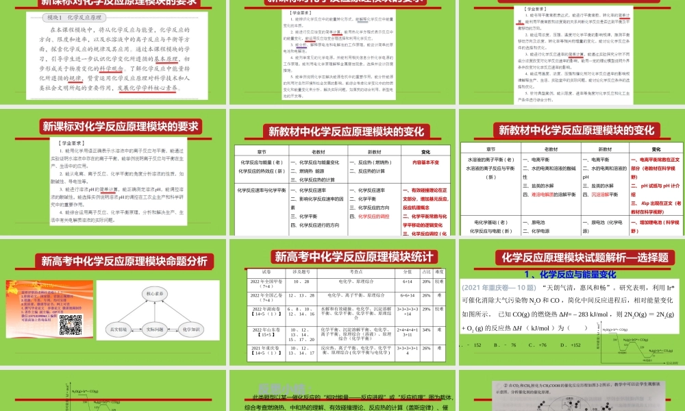 高考化学选择性必修1《化学反应原理》复习策略与教材解读2022年7月.pptx