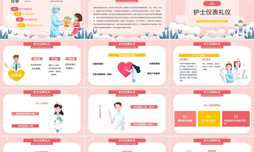 粉色护士服务规范与礼仪培训PPT模板.pptx