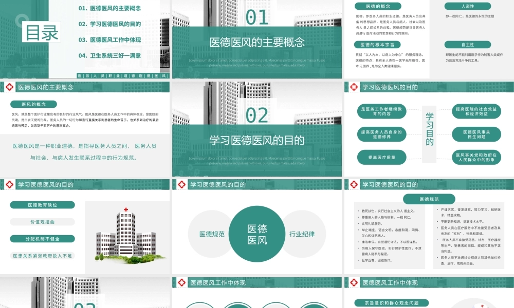绿色简约风医院医德医风培训PPT模板.pptx