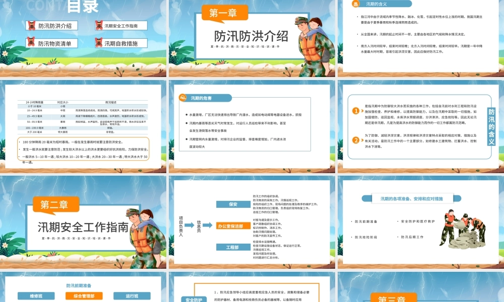 夏季抗洪救灾安全知识培训课件蓝色卡通PPT模板.pptx