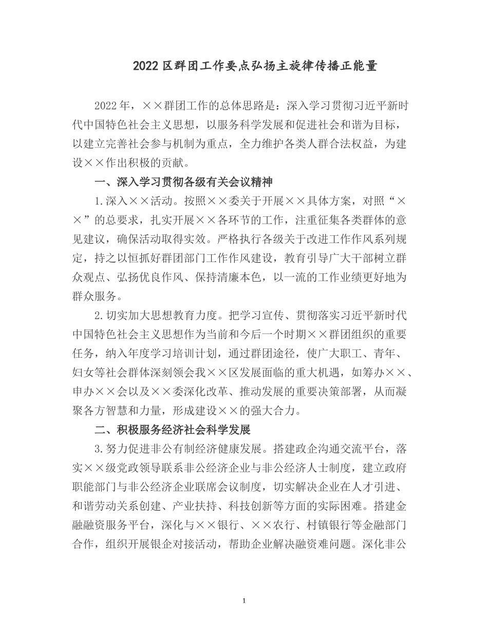 2022区群团工作要点弘扬主旋律传播正能量.docx_第1页