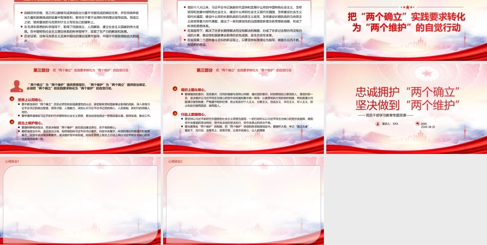 忠诚拥护“两个确立”坚决做到“两个维护”PPT切实把“两个确立”的实践要求转化为“两个维护”的自觉行动PPT课件（带内容）.ppt