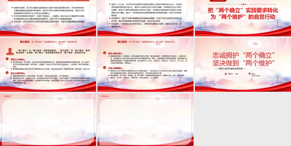 忠诚拥护“两个确立”坚决做到“两个维护”PPT切实把“两个确立”的实践要求转化为“两个维护”的自觉行动PPT课件（带内容）.pptx