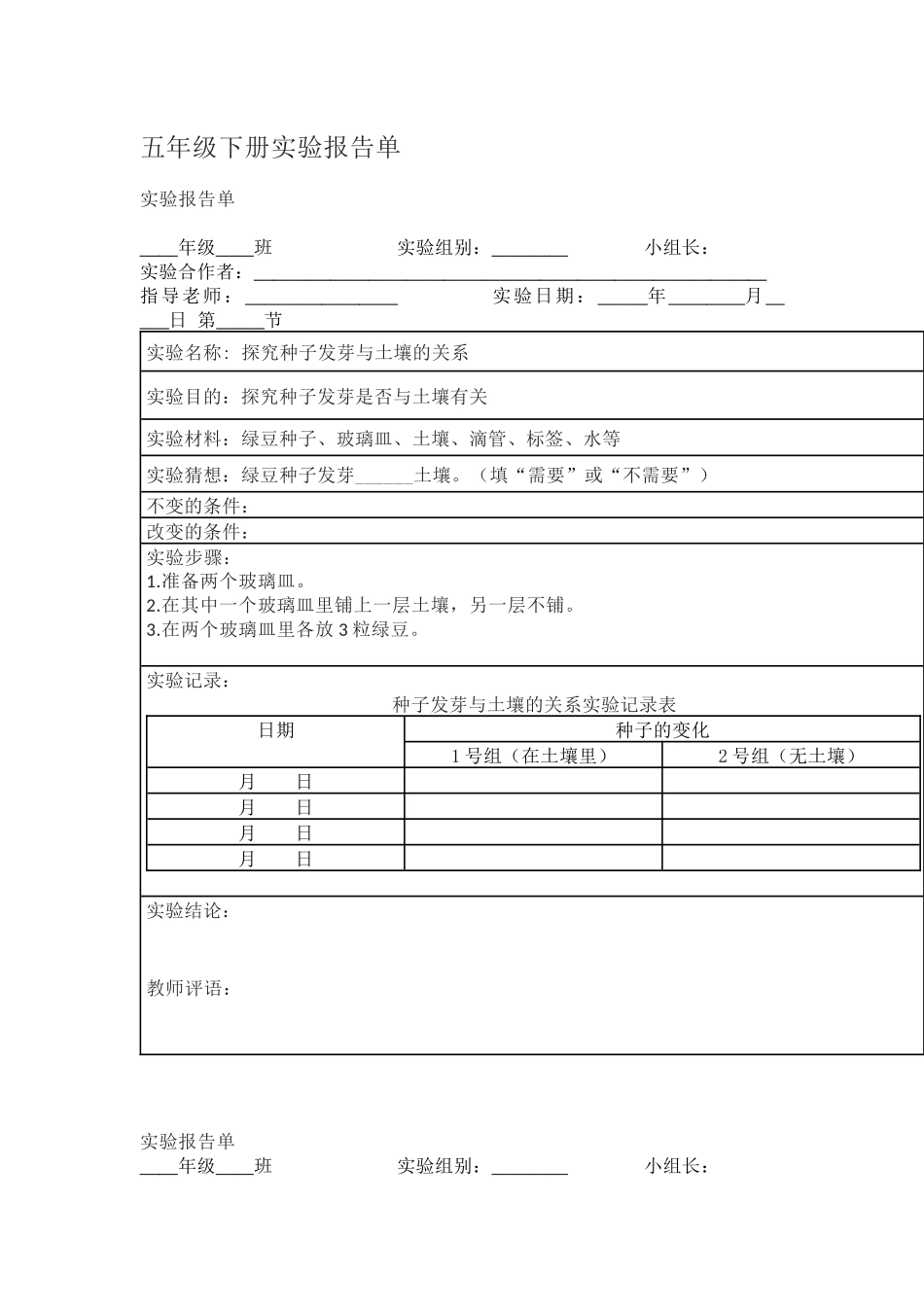五年级下册实验报告单.docx_第1页