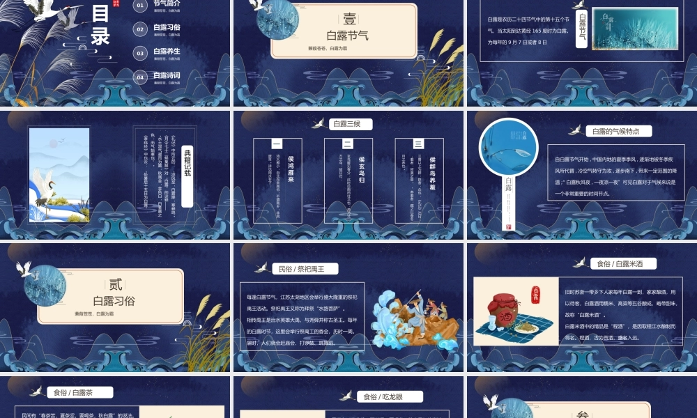 蓝色中国风二十四节气之白露PPT模板.pptx
