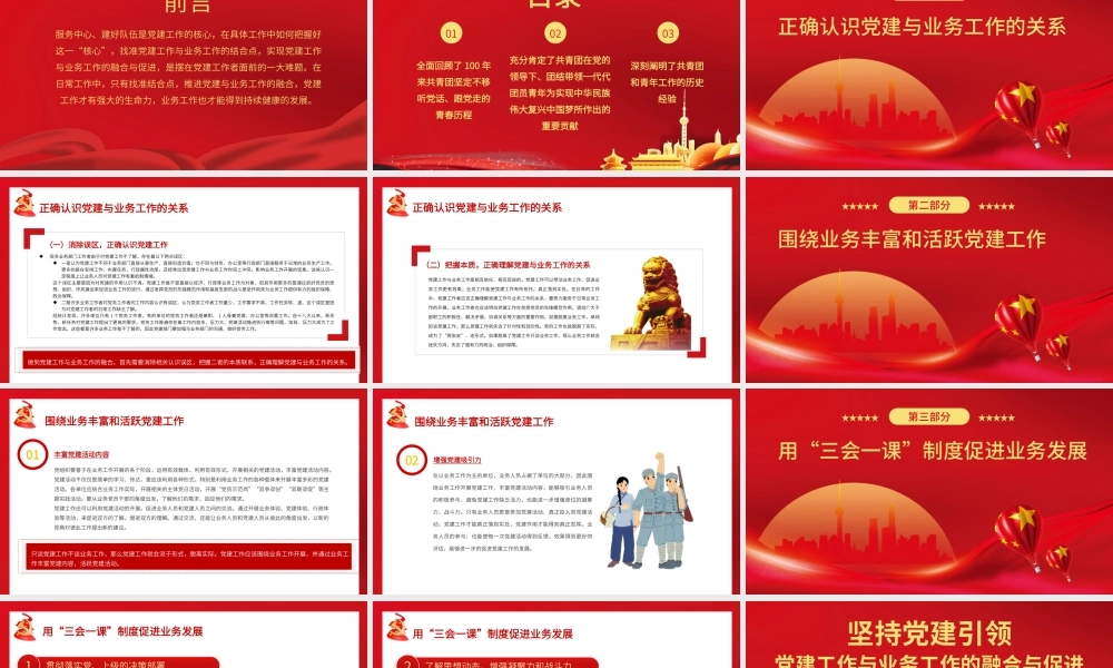 红色党建工作与业务工作的融合与促进专题微党课课件PPT模板.pptx